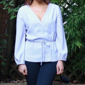 J. CREW Drapey Faux Wrap Top in Hyacinth (Pastel Blue)